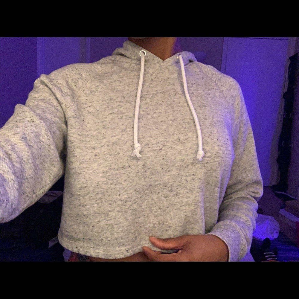 Speckled Grey Cropped Hoodie